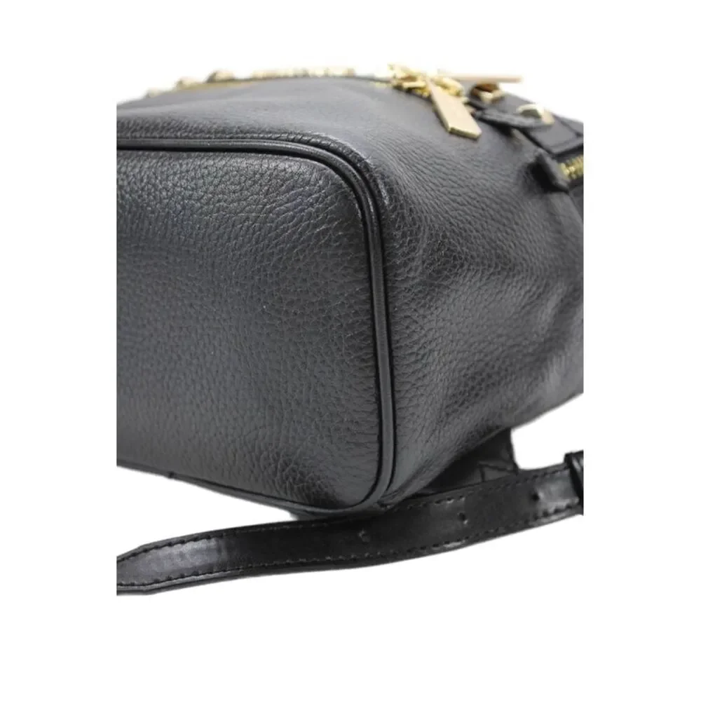 Michael Kors Kenly Medium Studded Pebbled Leather Zippered Backpack Black
